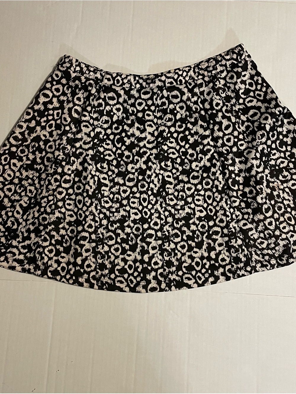 Lily Rose Black and White Leopard-Print Skater Skirt